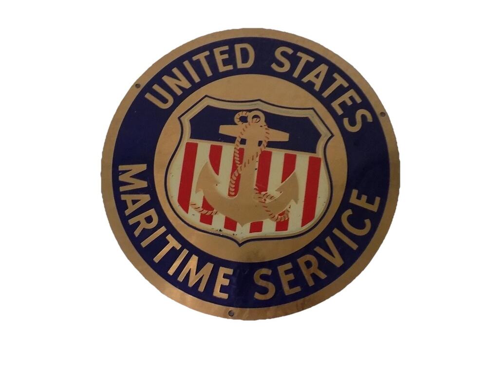 Vintage United States Maritime Service plaque license plate topper